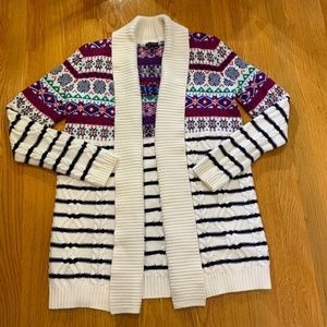 Talbots -  Fair Isle Shawl Collar Open Front Cardigan. Size: Small